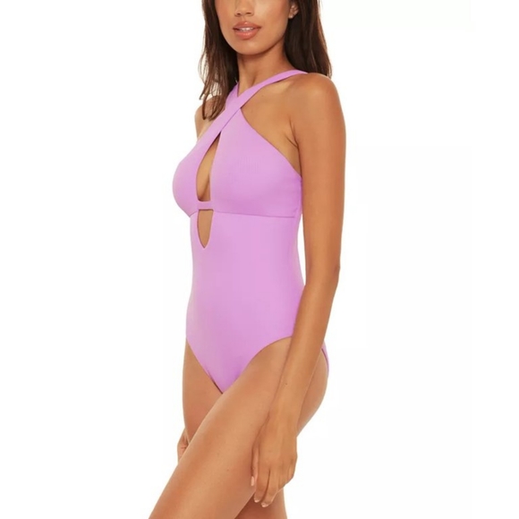 BECCA by Rebecca Virtue Fine Line Rib Tessa High Neck One-Piece - Picture 3 of 4